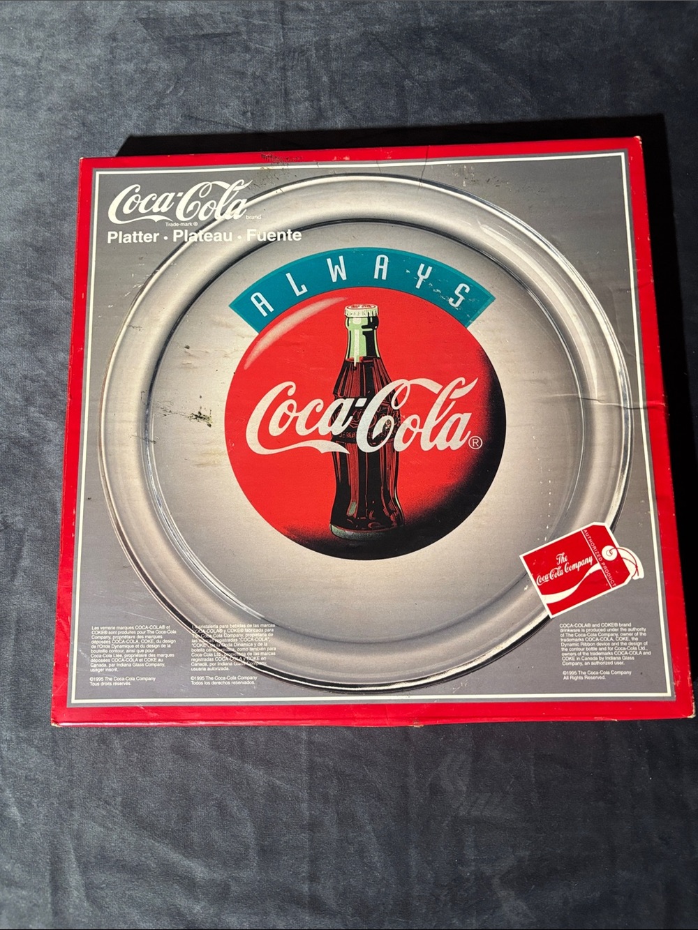 Coca-Cola Red & Silver Retro Bottle Serving Platter